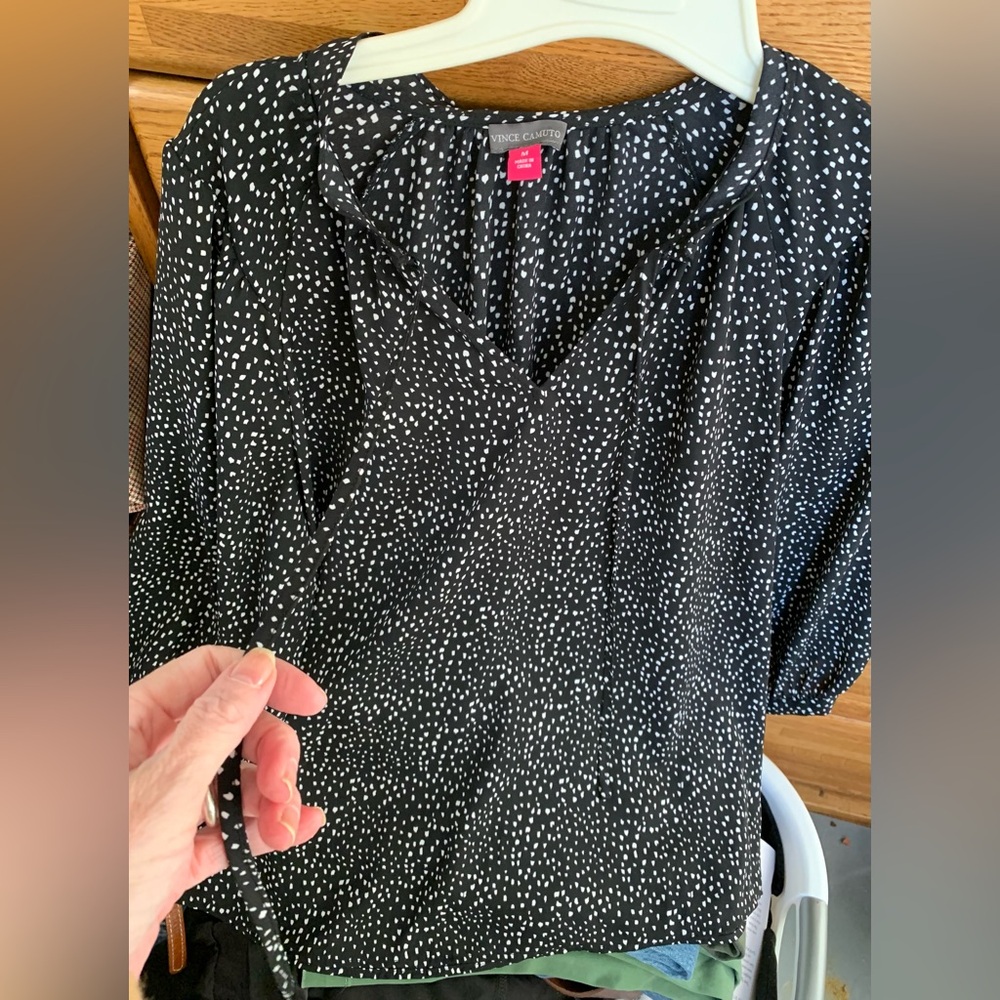 Vince Camuto Black and White Polka Dot Blouse